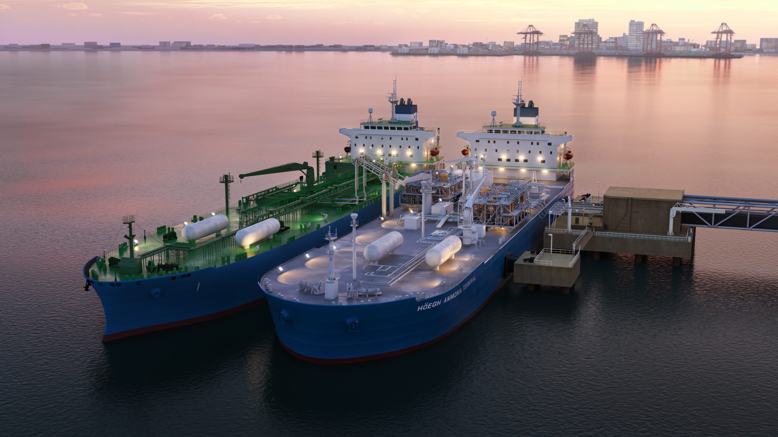 Photorealistic render Hoegh LNG vessels at ports