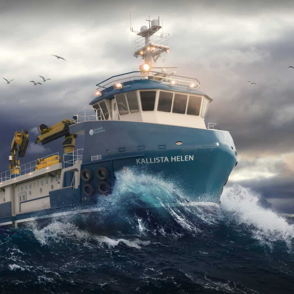 Photorealistic render Vessel at sea