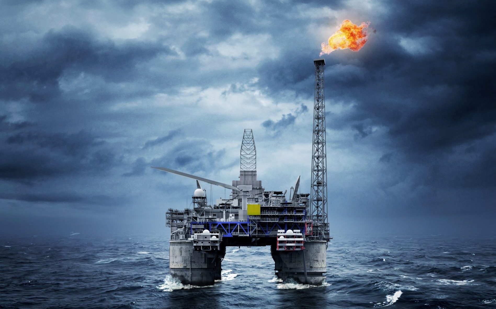 Photorealistic render Offshore oil rig